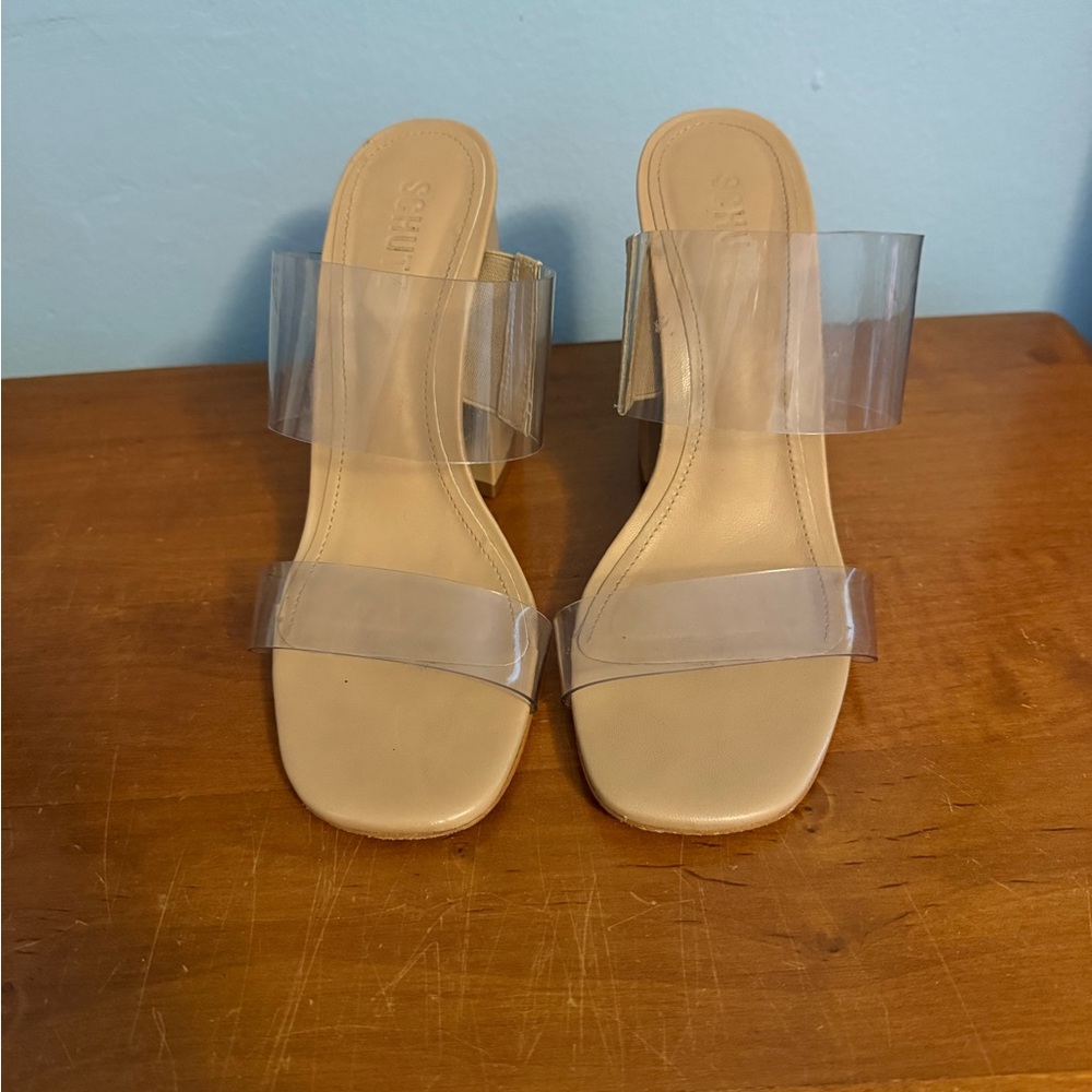 SHUTZ Victorie Block Clear Strap Sandals